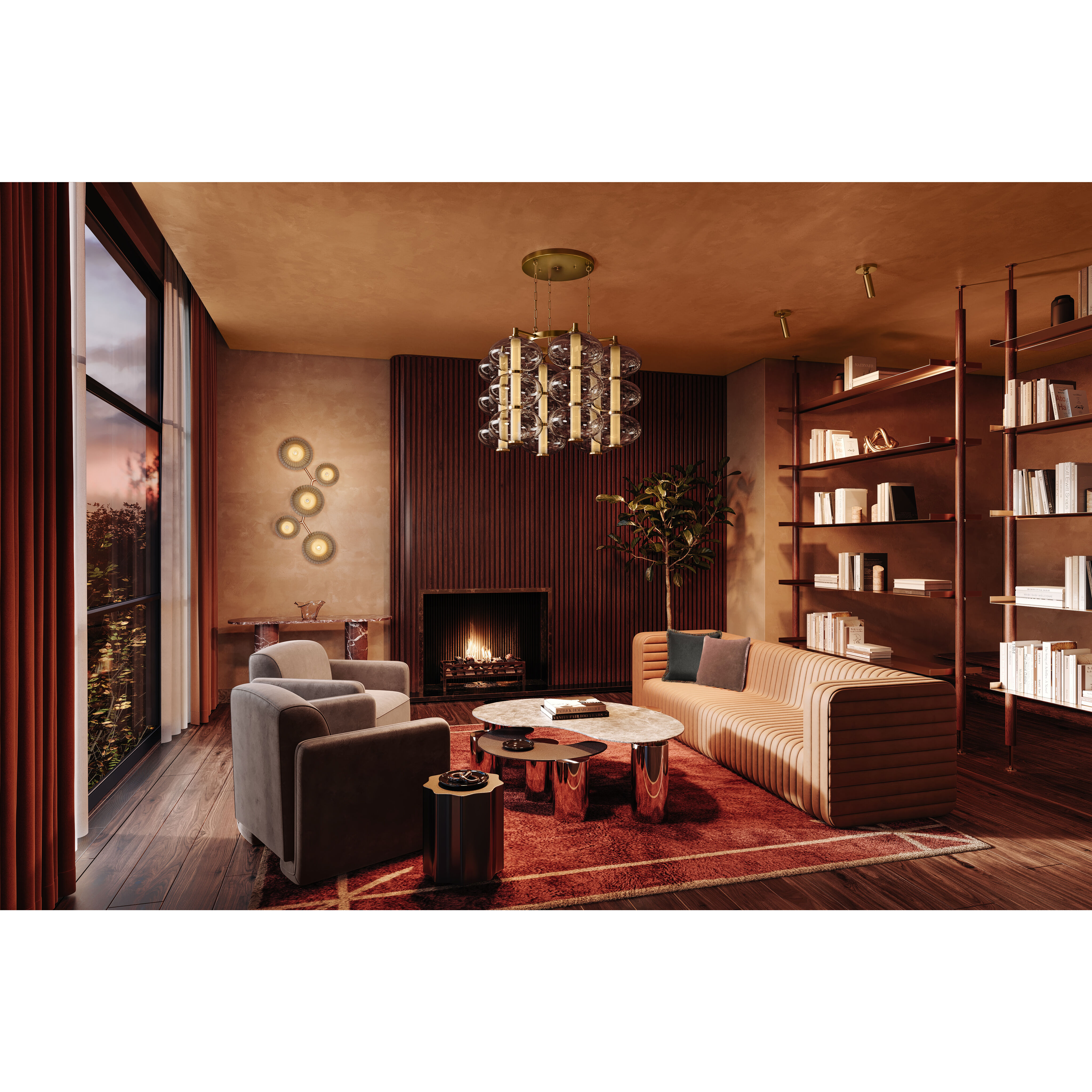 Birmingham LED 51.5 inch Vintage Polished Brass Flush Mount Ceiling Light